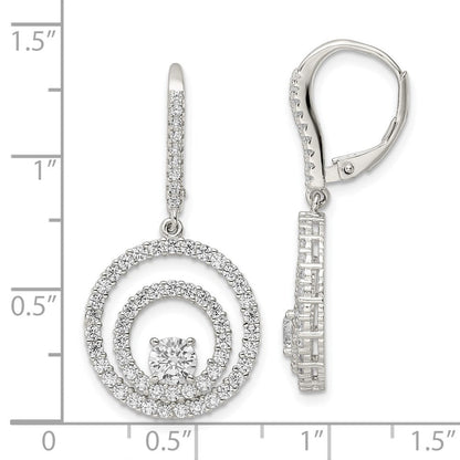 Sterlingsilber Rhodiniert Poliert Zirkonia Kreise Ohrhänger mit Brisur