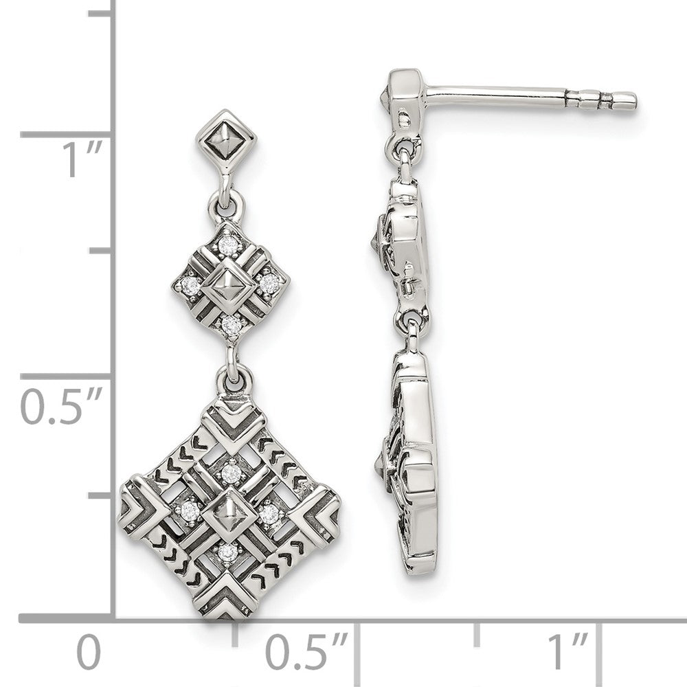 Sterlingsilber Antikisiert Zirkonia Hängend Ohrstecker
