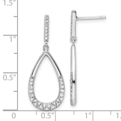 Sterlingsilber Rhodiniert Poliert Zirkonia Tropfen Hängend Ohrstecker