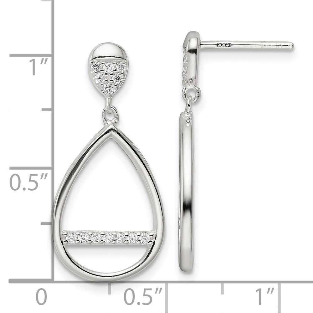 Sterlingsilber Poliert Tropfen Hängend Zirkonia Ohrstecker