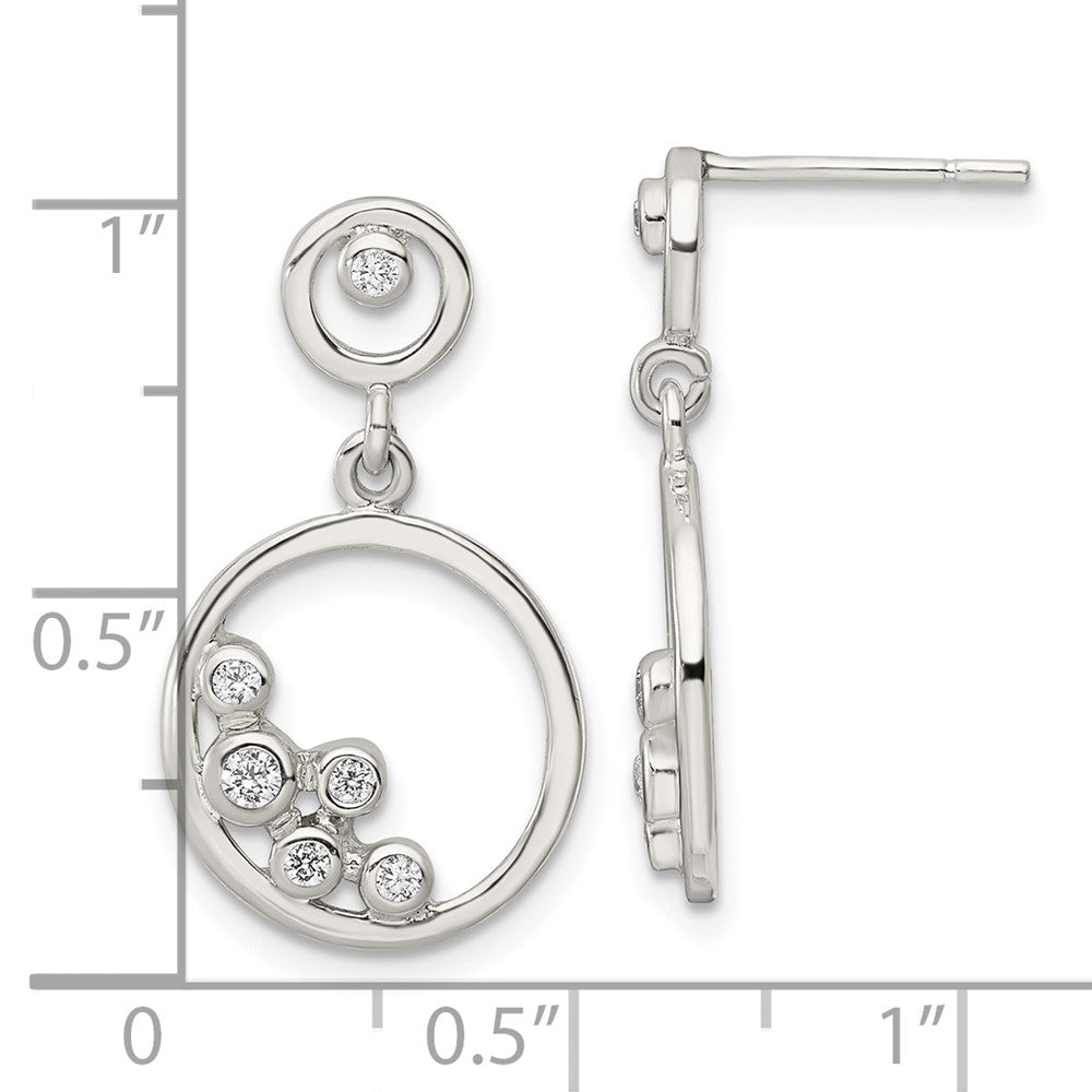 Sterlingsilber Poliert Zirkonia Kreis Hängend Ohrstecker