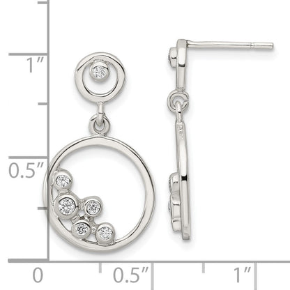 Sterlingsilber Poliert Zirkonia Kreis Hängend Ohrstecker
