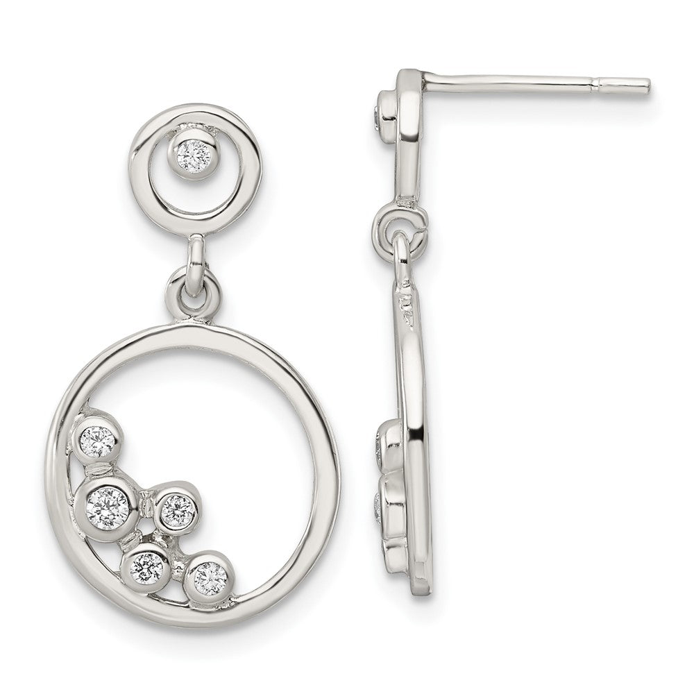 Sterlingsilber Poliert Zirkonia Kreis Hängend Ohrstecker