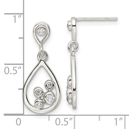 Sterlingsilber Poliert Zirkonia Tropfen Hängend Ohrstecker