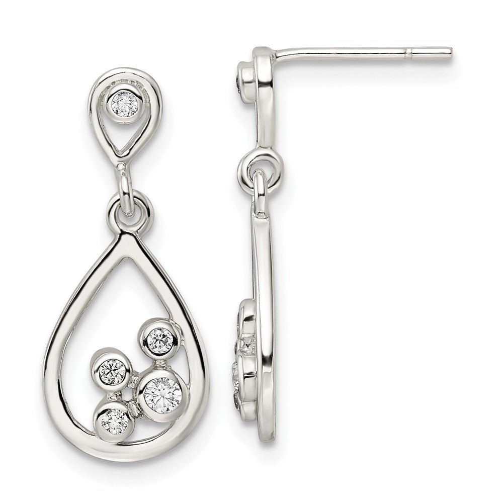 Sterlingsilber Poliert Zirkonia Tropfen Hängend Ohrstecker