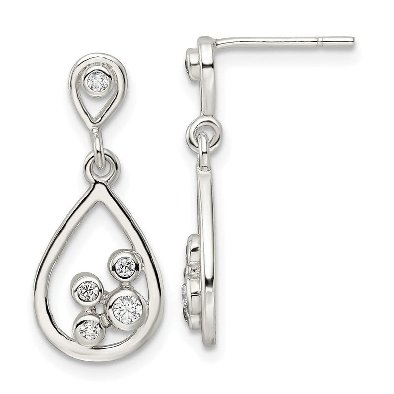 Sterlingsilber Poliert Zirkonia Tropfen Hängend Ohrstecker