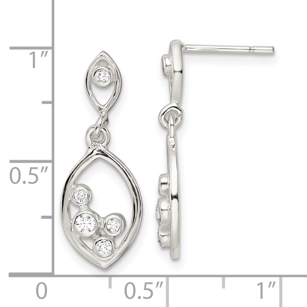 Sterlingsilber Poliert Zirkonia Oval Hängend Ohrstecker