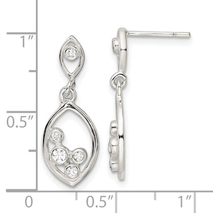 Sterlingsilber Poliert Zirkonia Oval Hängend Ohrstecker