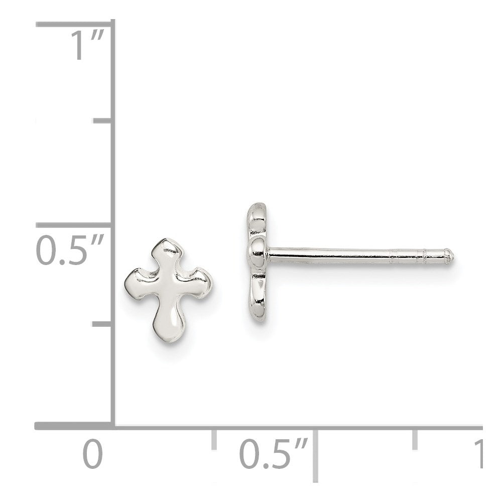 Sterlingsilber Poliert Kreuz Ohrringe