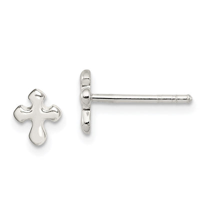 Sterlingsilber Poliert Kreuz Ohrringe