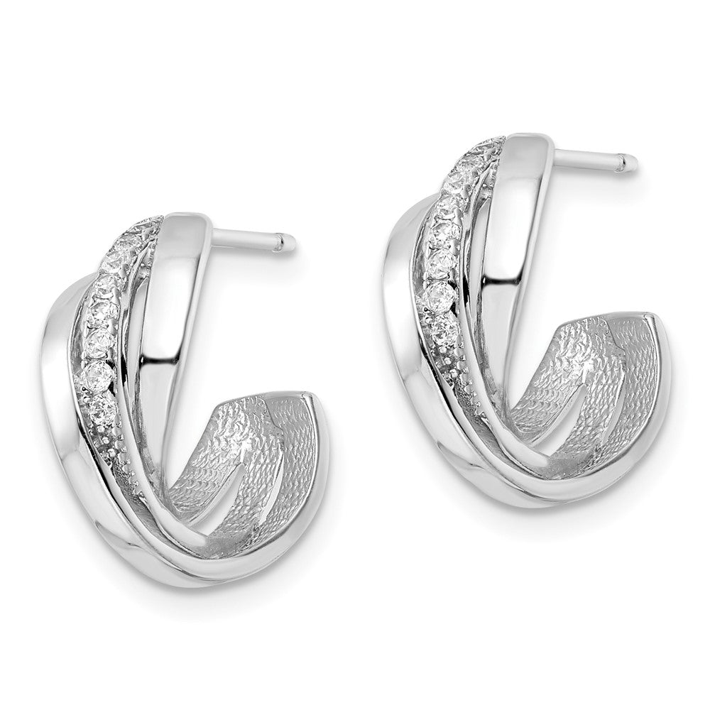 Sterlingsilber Rhodiniert Poliert Zirkonia Gedreht Ohrstecker