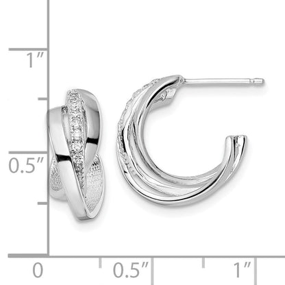 Sterlingsilber Rhodiniert Poliert Zirkonia Gedreht Ohrstecker
