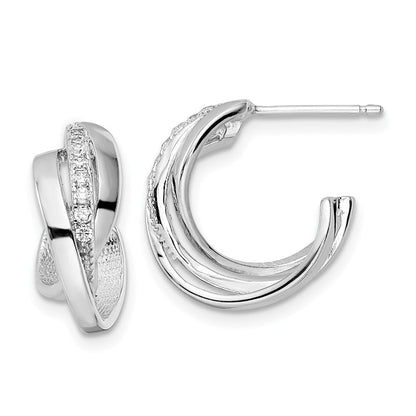 Sterlingsilber Rhodiniert Poliert Zirkonia Gedreht Ohrstecker