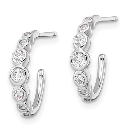 Sterlingsilber Rhodiniert Zirkonia Stecker Creolen