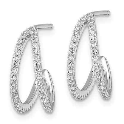 Sterlingsilber Poliert Rhodiniert Zirkonia Stecker Creolen