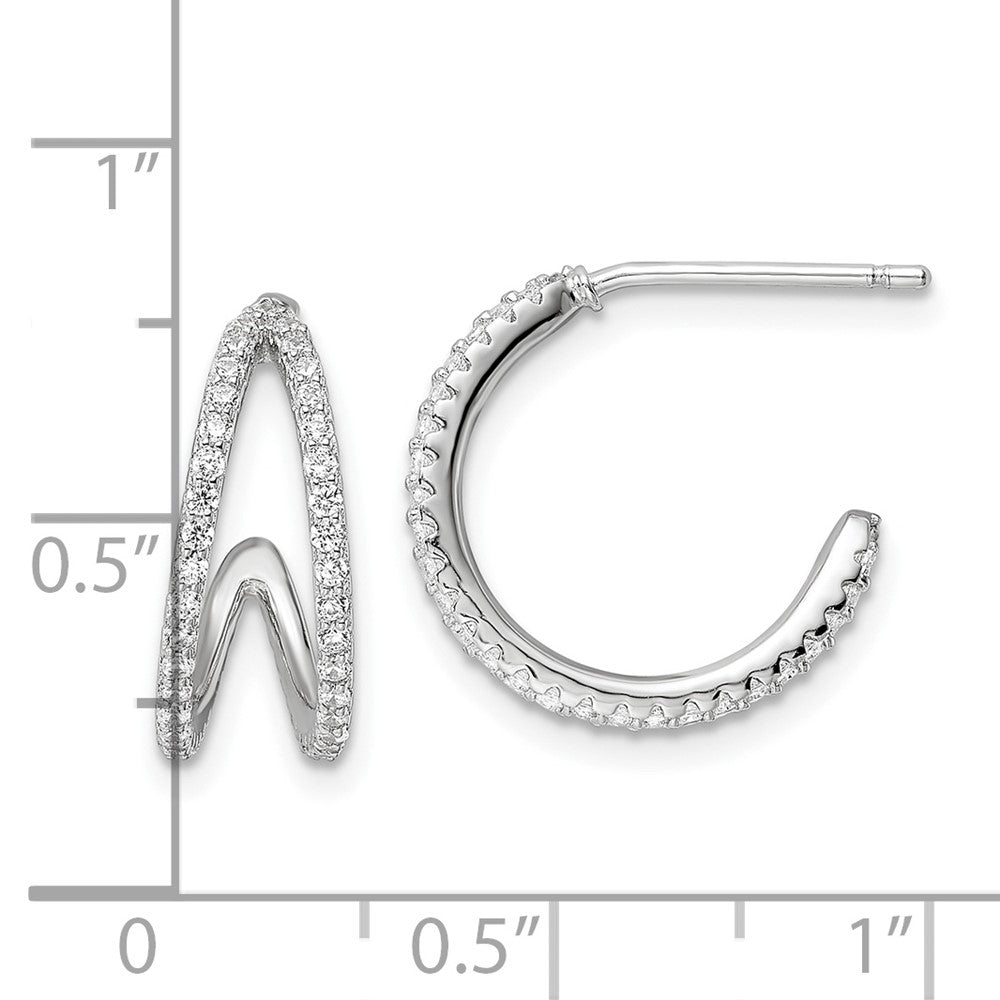 Sterlingsilber Poliert Rhodiniert Zirkonia Stecker Creolen