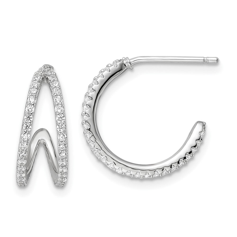 Sterlingsilber Poliert Rhodiniert Zirkonia Stecker Creolen