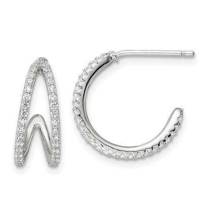 Sterlingsilber Poliert Rhodiniert Zirkonia Stecker Creolen