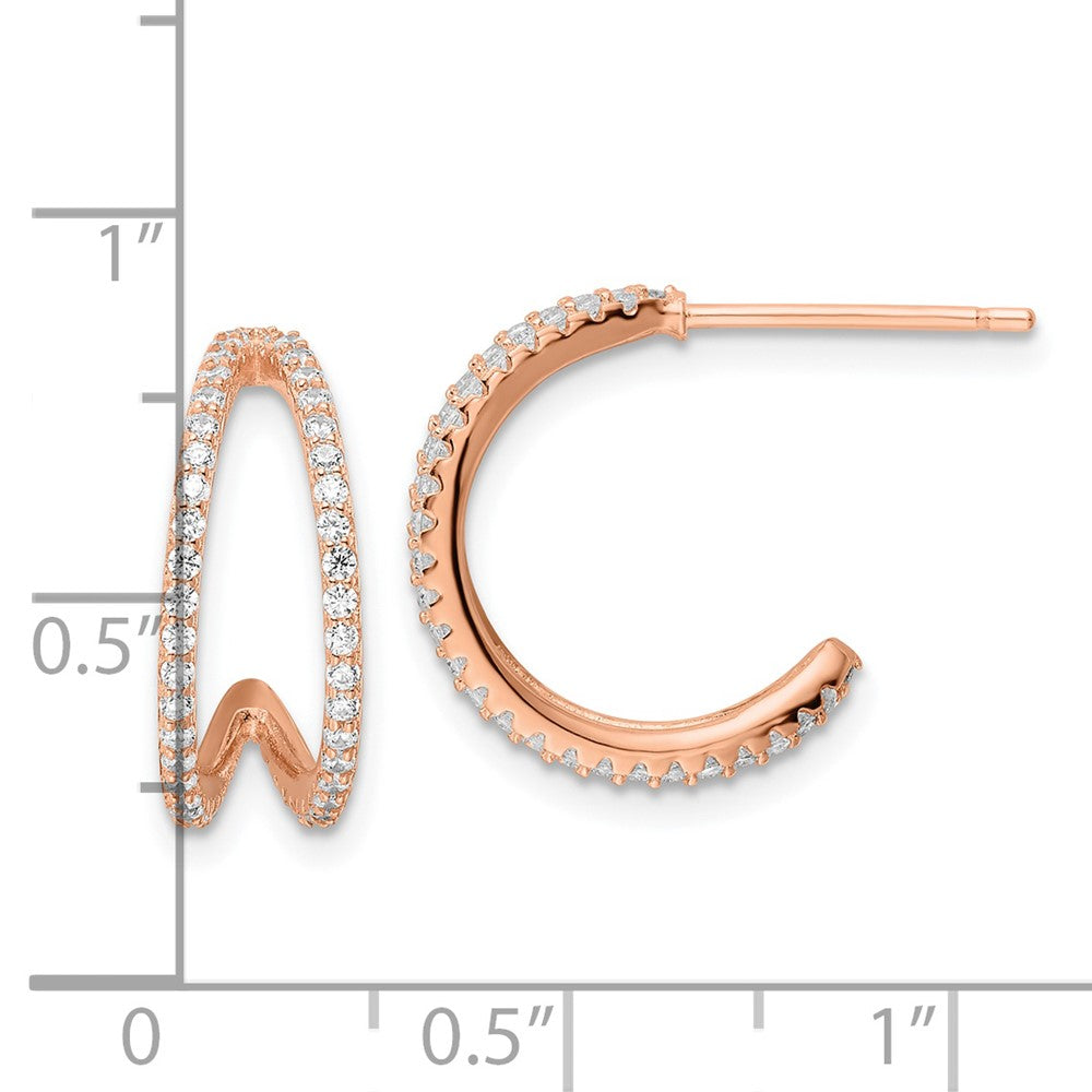 Sterlingsilber Poliert Roséfarben Zirkonia Stecker Creolen