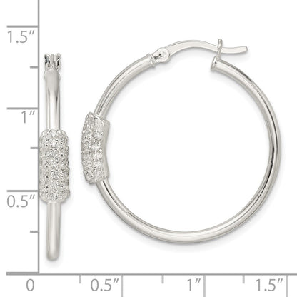 Sterlingsilber Poliert und Zirkonia Kreis Creolen