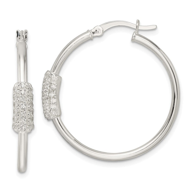 Sterlingsilber Poliert und Zirkonia Kreis Creolen