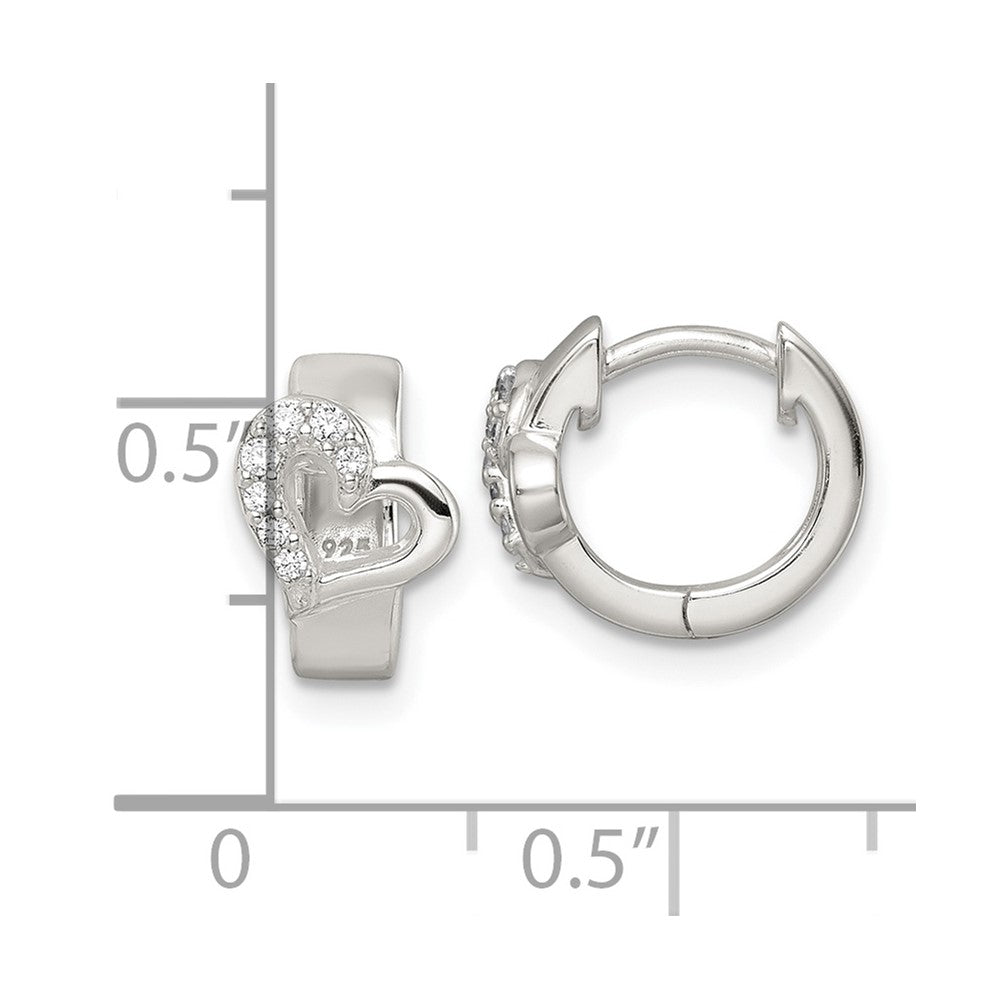 Sterlingsilber Poliert Zirkonia Herz Klappbar Creolen