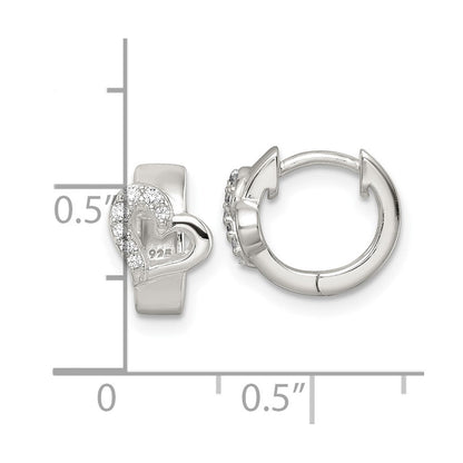Sterlingsilber Poliert Zirkonia Herz Klappbar Creolen