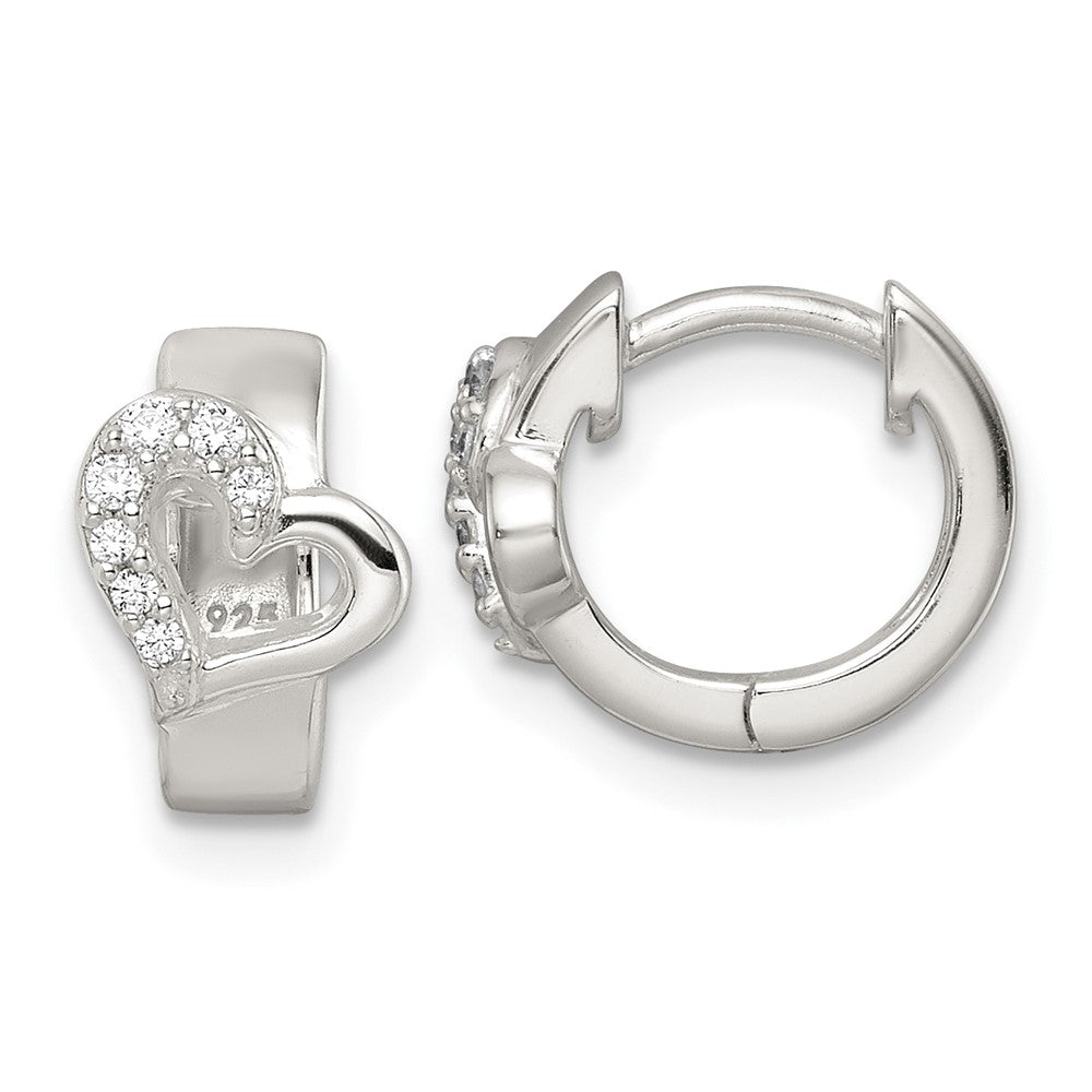 Sterlingsilber Poliert Zirkonia Herz Klappbar Creolen