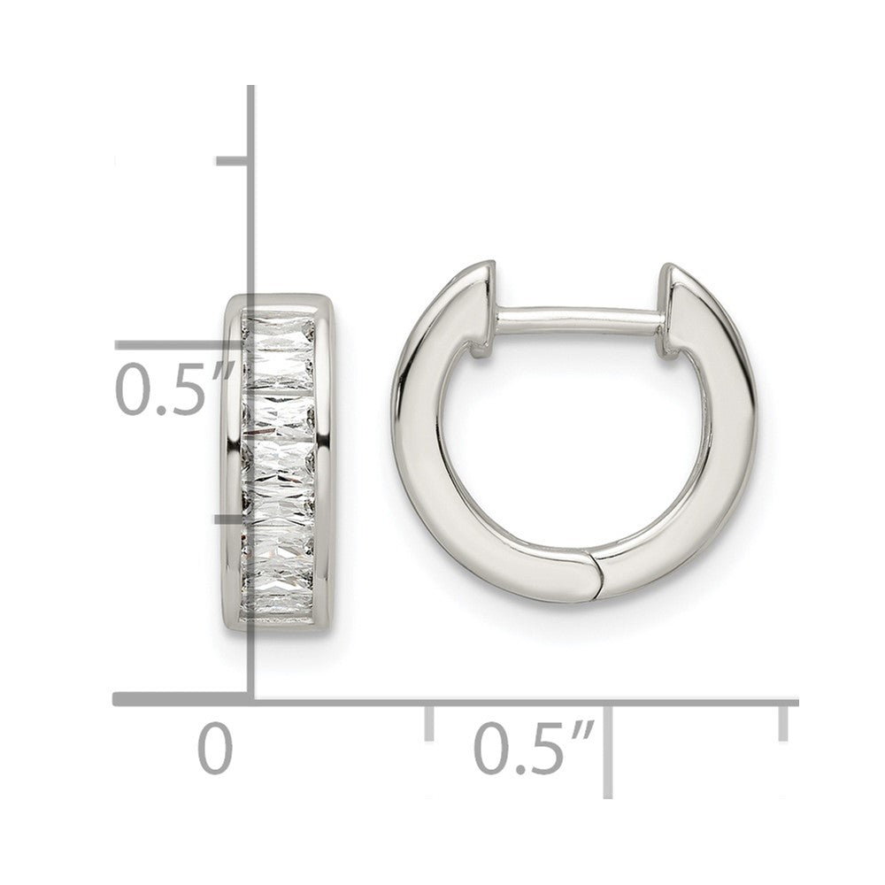 Sterlingsilber Poliert Baguette Zirkonia Klappbar Creolen