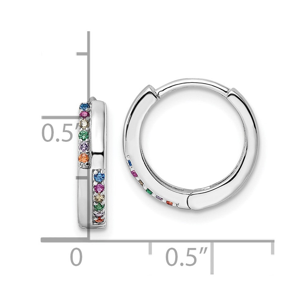 Sterlingsilber Rhodiniert Mehrfarbig Zirkonia Klappbar Creolen