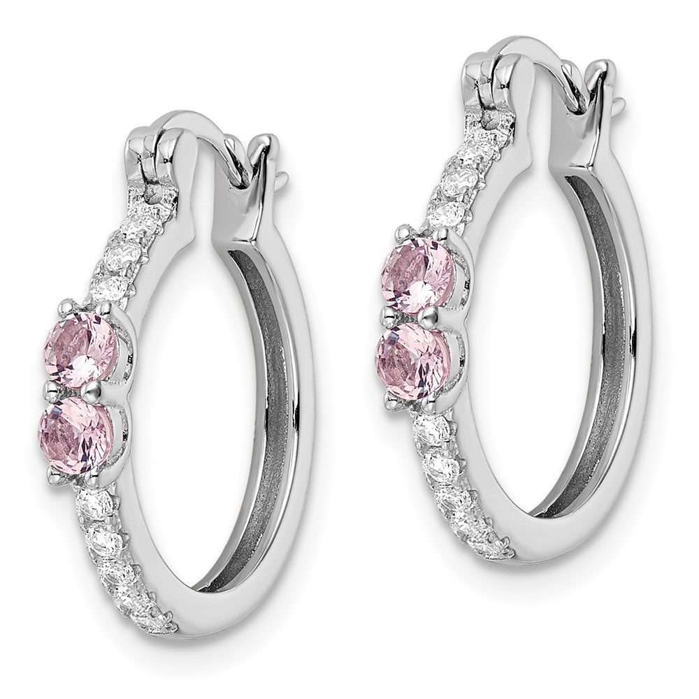 Sterlingsilber Rhodiniert Rosa Zirkonia Creolen