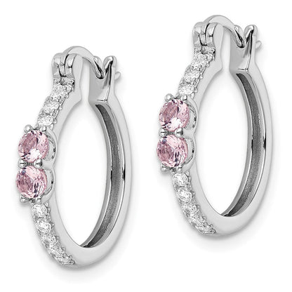 Sterlingsilber Rhodiniert Rosa Zirkonia Creolen