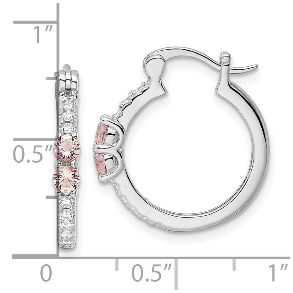 Sterlingsilber Rhodiniert Rosa Zirkonia Creolen