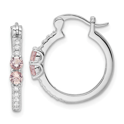 Sterlingsilber Rhodiniert Rosa Zirkonia Creolen