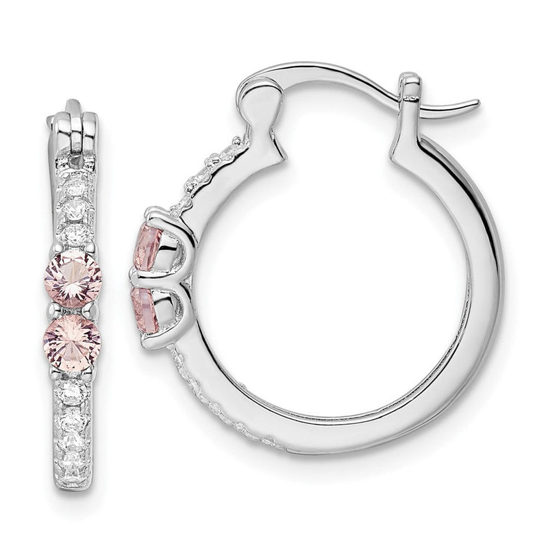 Sterlingsilber Rhodiniert Rosa Zirkonia Creolen