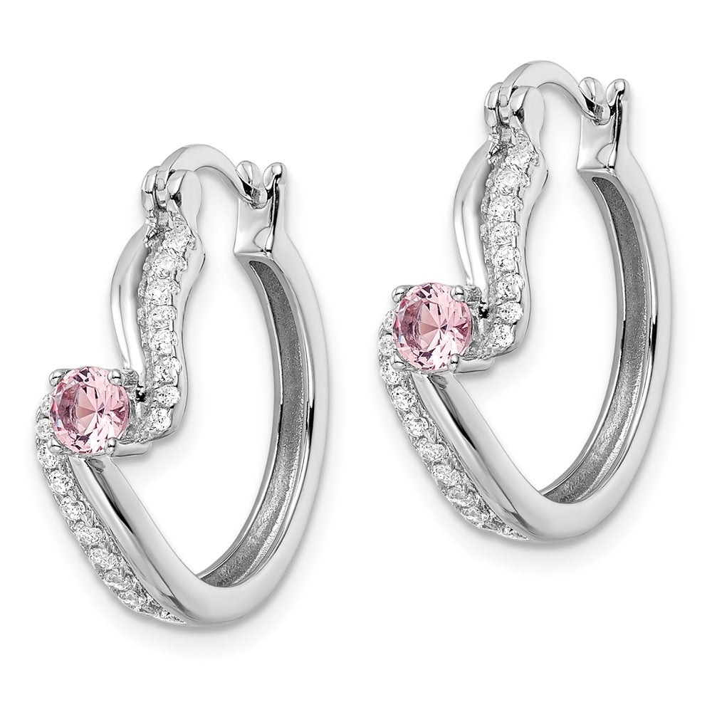 Sterlingsilber Rhodiniert Rosa Zirkonia Creolen