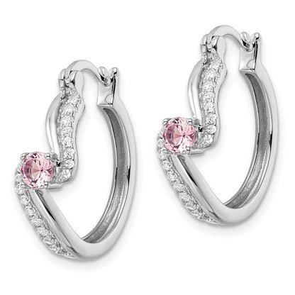 Sterlingsilber Rhodiniert Rosa Zirkonia Creolen