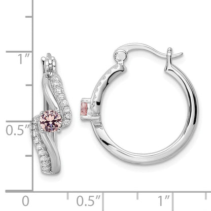 Sterlingsilber Rhodiniert Rosa Zirkonia Creolen