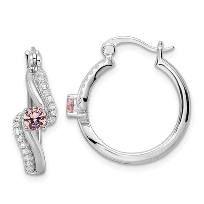 Sterlingsilber Rhodiniert Rosa Zirkonia Creolen