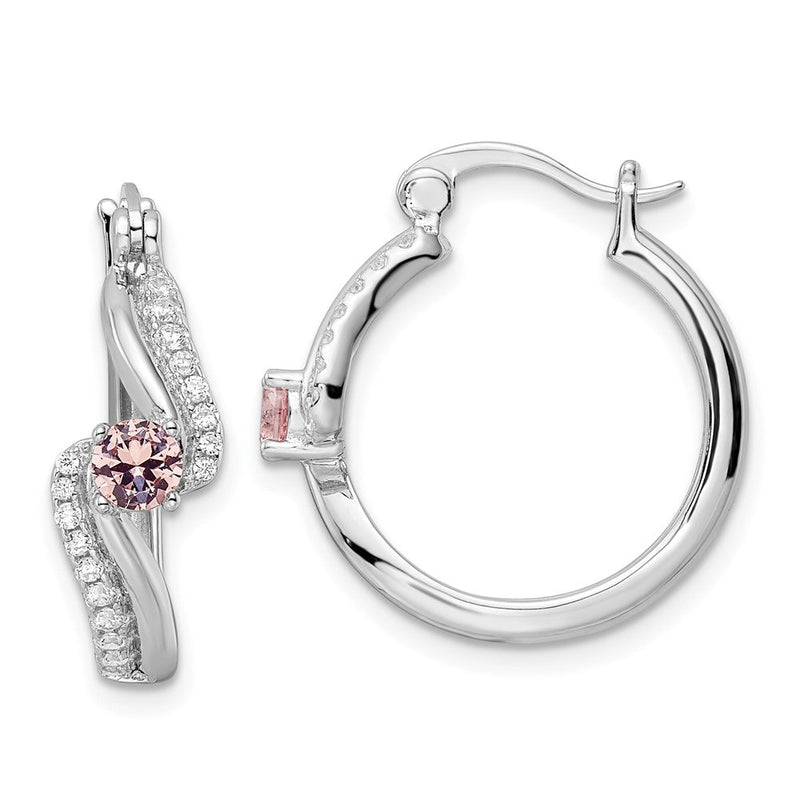 Sterlingsilber Rhodiniert Rosa Zirkonia Creolen
