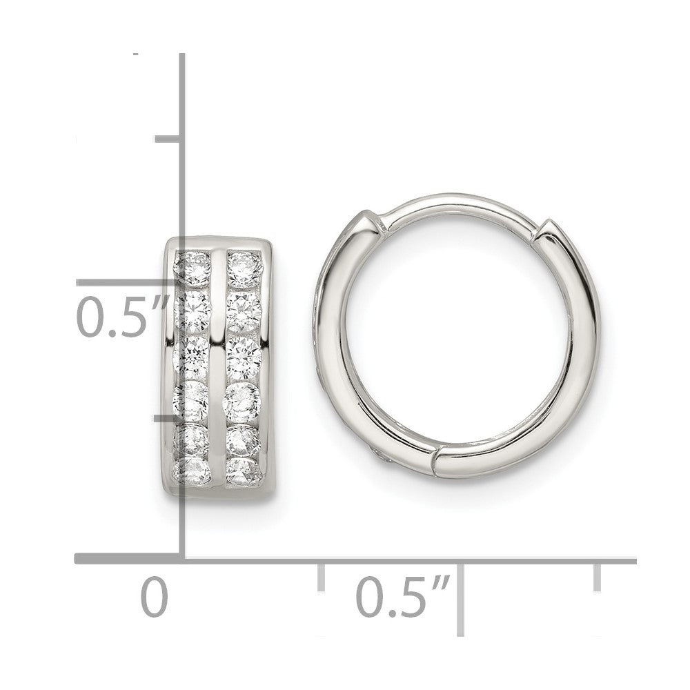 Sterlingsilber Poliert 2 Reihe Zirkonia Klappbar Creolen