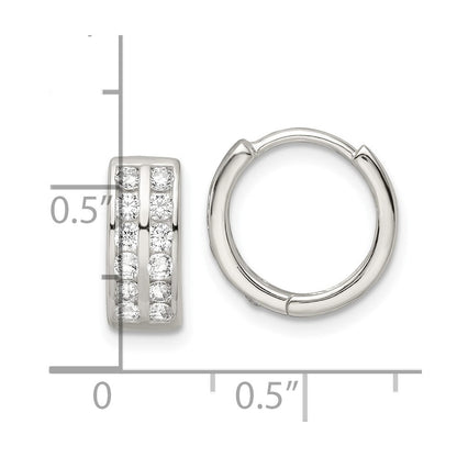 Sterlingsilber Poliert 2 Reihe Zirkonia Klappbar Creolen