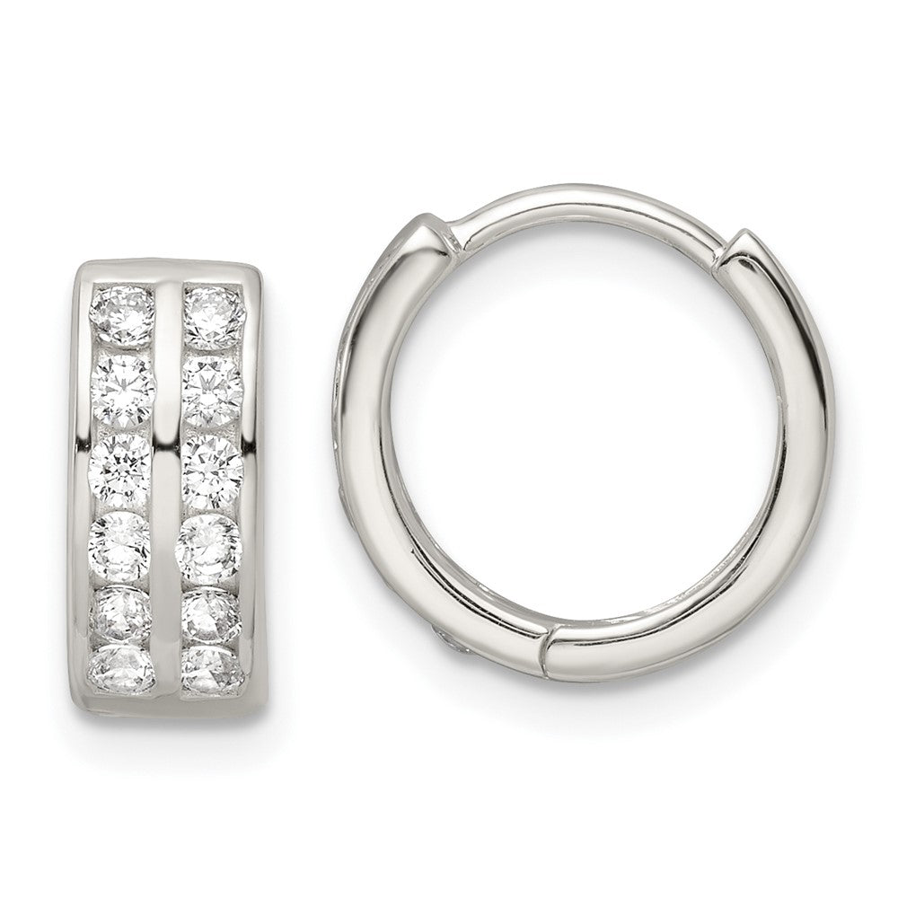 Sterlingsilber Poliert 2 Reihe Zirkonia Klappbar Creolen