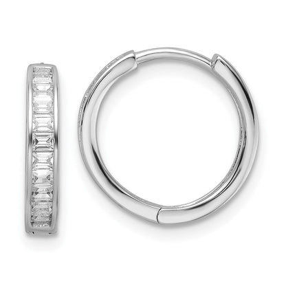 Sterlingsilber Poliert Rhodiniert Zirkonia Klappbar Creolen