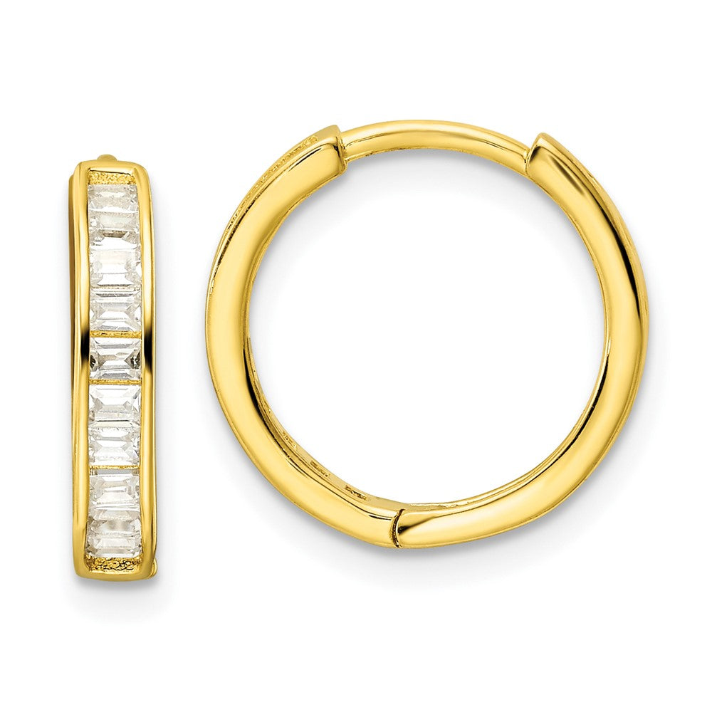 Sterlingsilber Poliert Goldfarben Zirkonia Klappbar Creolen