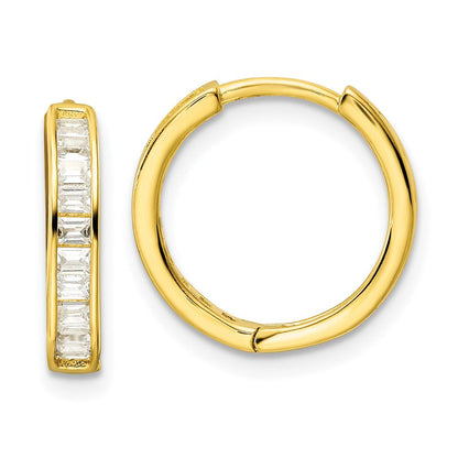 Sterlingsilber Poliert Goldfarben Zirkonia Klappbar Creolen