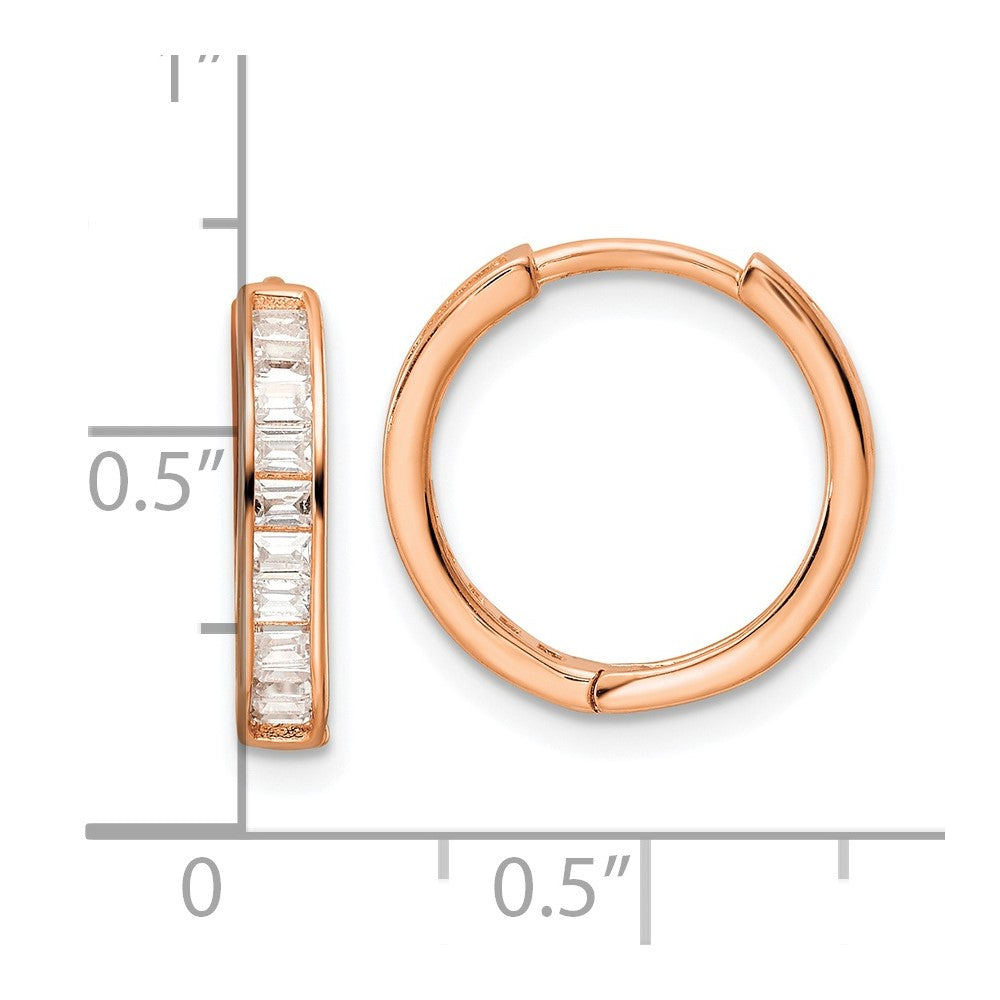 Sterlingsilber Poliert Roséfarben Zirkonia Klappbar Creolen
