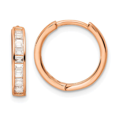 Sterlingsilber Poliert Roséfarben Zirkonia Klappbar Creolen