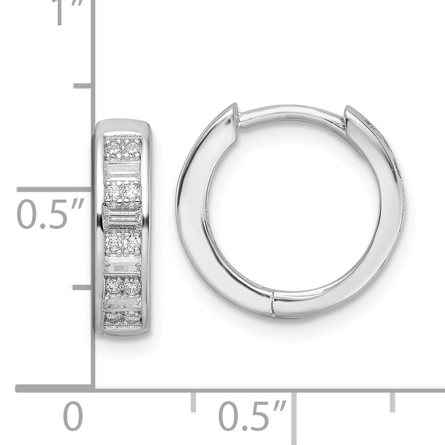 Sterlingsilber Poliert Rhodiniert Zirkonia Klappbar Creolen