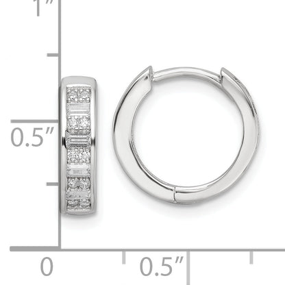 Sterlingsilber Poliert Rhodiniert Zirkonia Klappbar Creolen